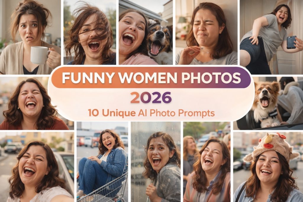 Funny women photos 2026 collage showing candid and playful women moments