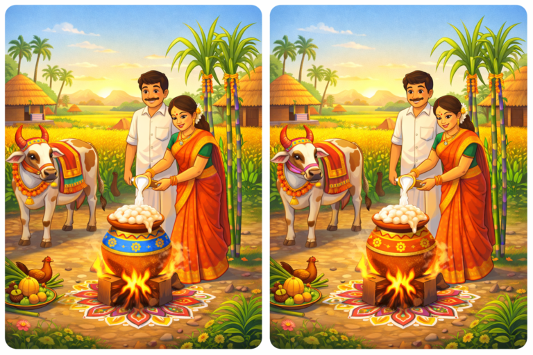 Spot the difference Pongal harvest scene puzzle