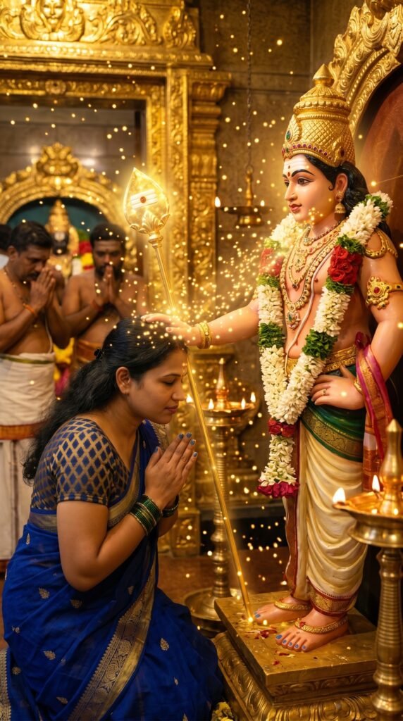 A prayer beside Lord Murugans Vel. free