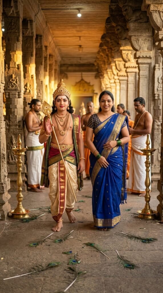 Prompt for walking around the temple with Lord Murugan