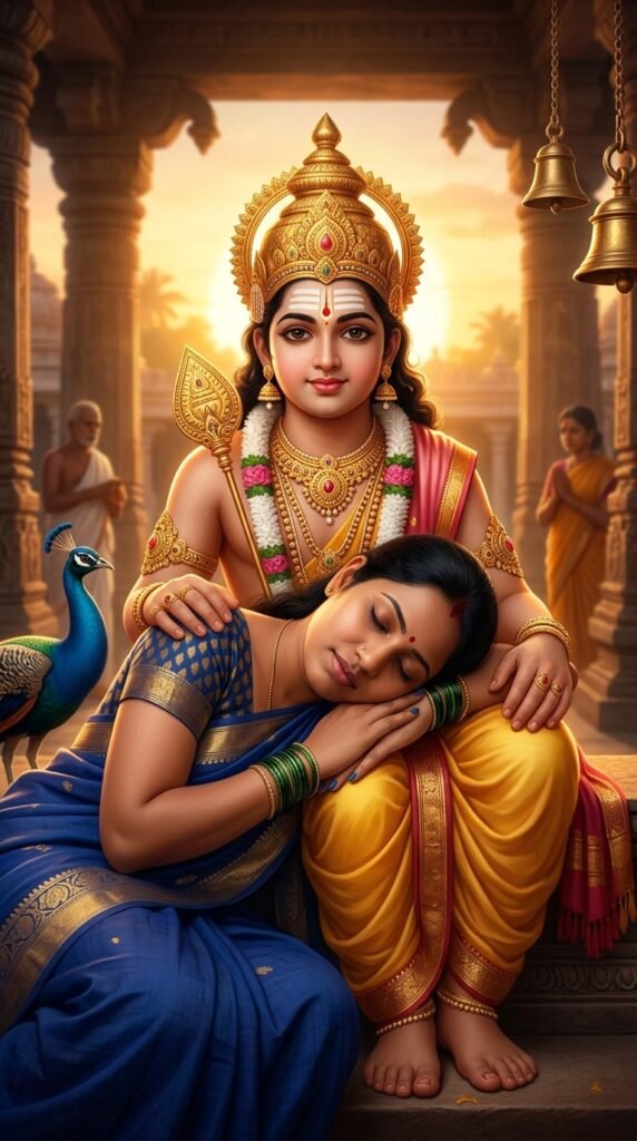 Sleeping like a child in Murugan's lap